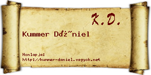 Kummer Dániel névjegykártya